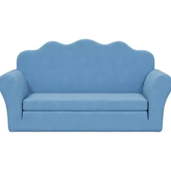 vidaXL Kinderslaapbank 2-zits zacht pluche blauw