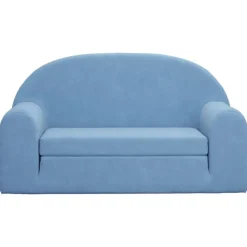 vidaXL Kinderslaapbank 2-zits zacht pluche blauw