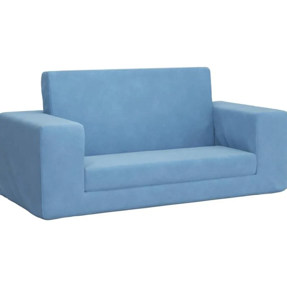 vidaXL Kinderslaapbank 2-zits zacht pluche blauw