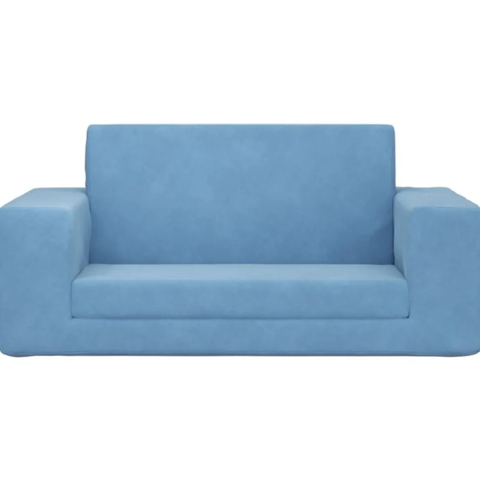 vidaXL Kinderslaapbank 2-zits zacht pluche blauw
