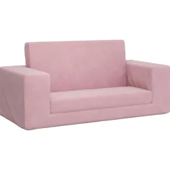 vidaXL Kinderslaapbank 2-zits zacht pluche roze