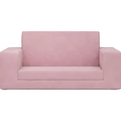 vidaXL Kinderslaapbank 2-zits zacht pluche roze