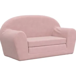 vidaXL Kinderslaapbank 2-zits zacht pluche roze