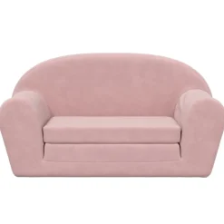 vidaXL Kinderslaapbank 2-zits zacht pluche roze