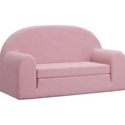 vidaXL Kinderslaapbank 2-zits zacht pluche roze
