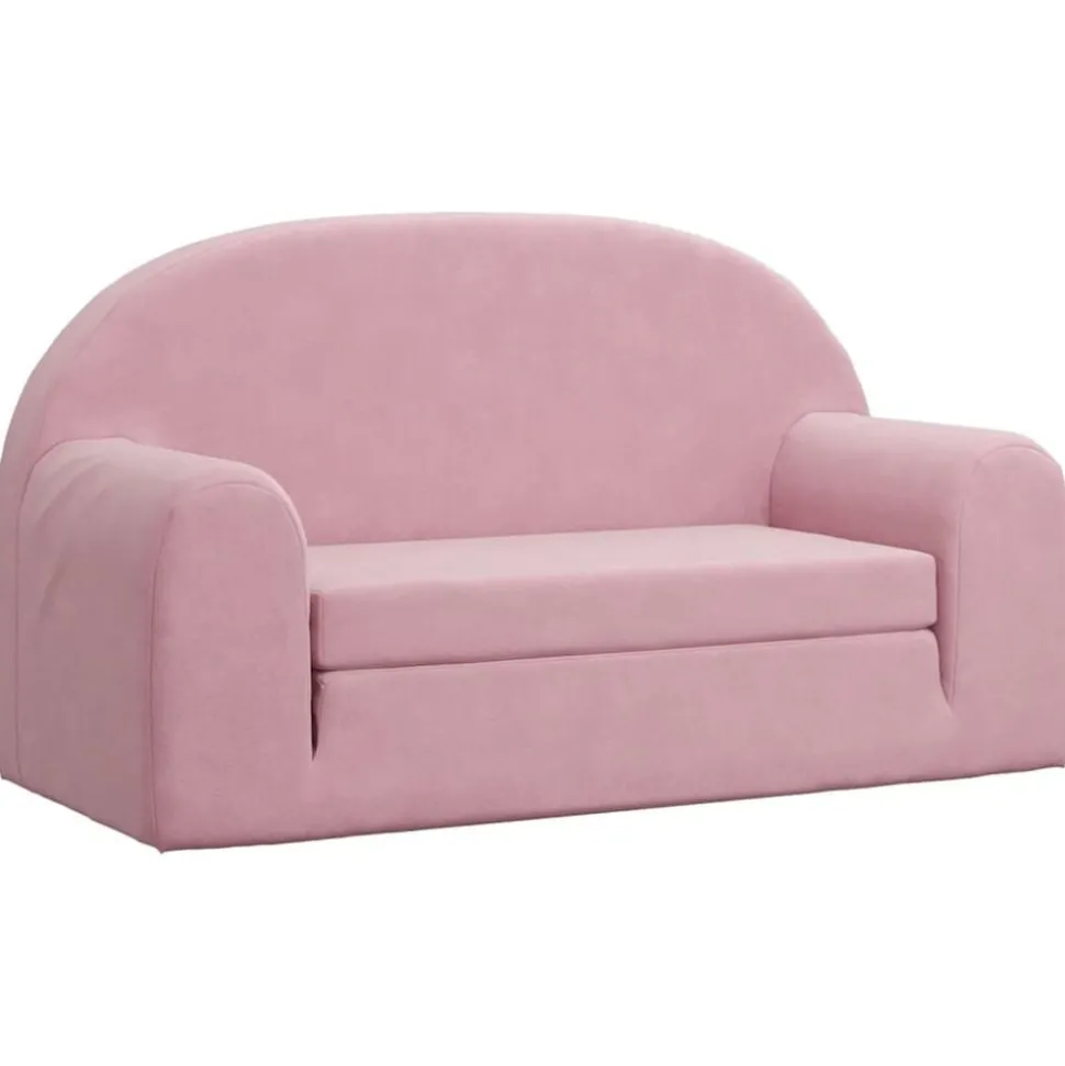 vidaXL Kinderslaapbank 2-zits zacht pluche roze