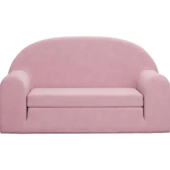 vidaXL Kinderslaapbank 2-zits zacht pluche roze