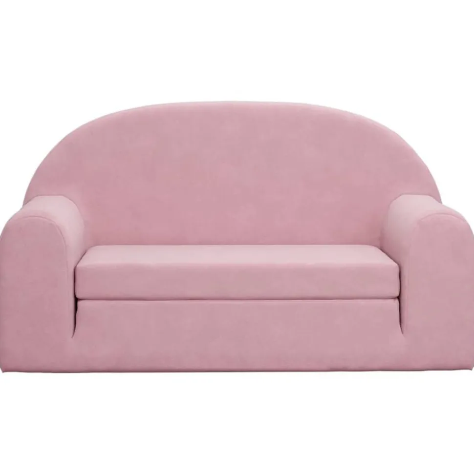 vidaXL Kinderslaapbank 2-zits zacht pluche roze