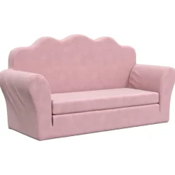 vidaXL Kinderslaapbank 2-zits zacht pluche roze