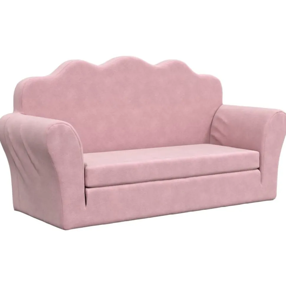 vidaXL Kinderslaapbank 2-zits zacht pluche roze