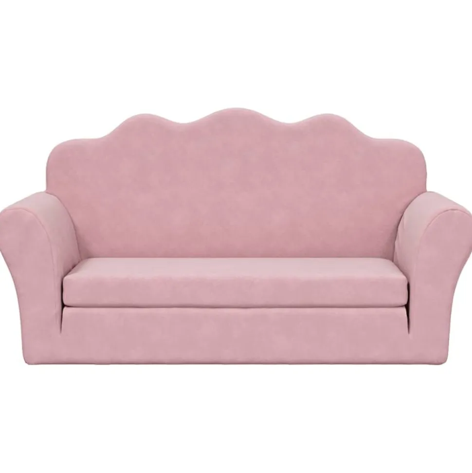 vidaXL Kinderslaapbank 2-zits zacht pluche roze