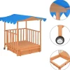 vidaXL Kinderspeelhuis met zandbak UV50 vurenhout blauw