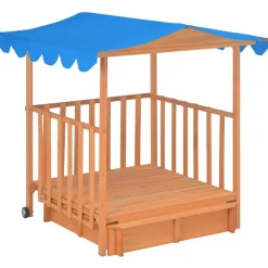 vidaXL Kinderspeelhuis met zandbak UV50 vurenhout blauw