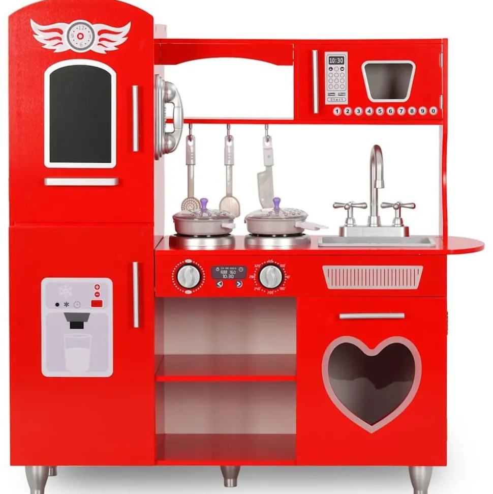 vidaXL Kinderspeelkeuken 84x31x89 cm MDF rood