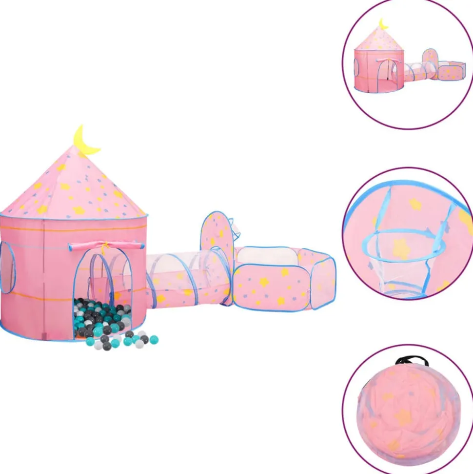vidaXL Kinderspeeltent met 250 ballen 301x120x128 cm roze