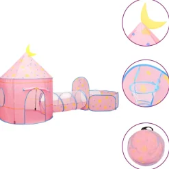 vidaXL Kinderspeeltent met 250 ballen 301x120x128 cm roze