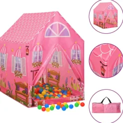 vidaXL Kinderspeeltent met 250 ballen 69x94x104 cm roze
