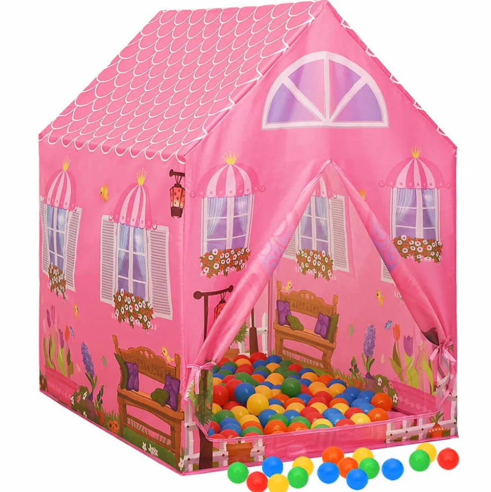 vidaXL Kinderspeeltent met 250 ballen 69x94x104 cm roze