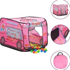 vidaXL Kinderspeeltent met 250 ballen 70x112x70 cm roze