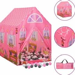 vidaXL Kinderspeeltent met 250 ballen 69x94x104 cm roze