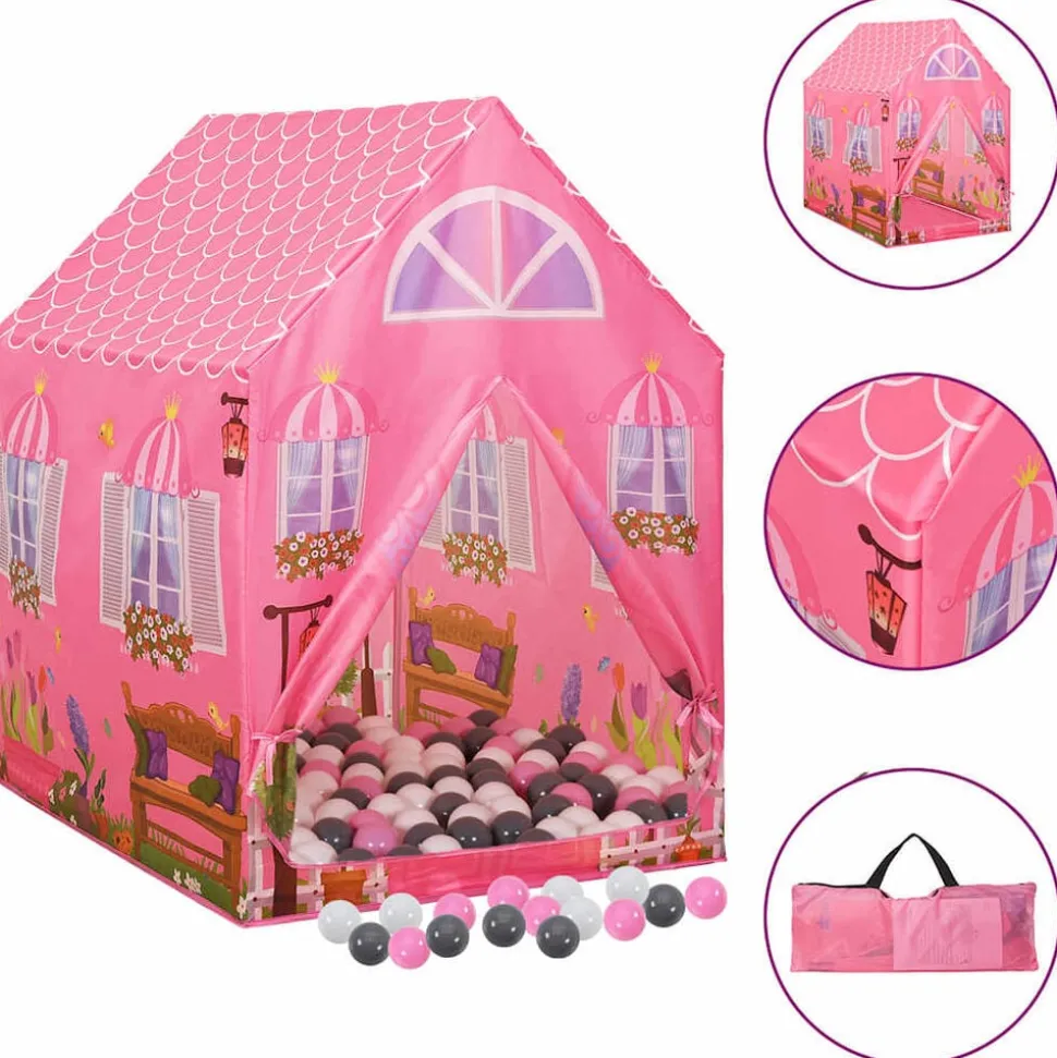 vidaXL Kinderspeeltent met 250 ballen 69x94x104 cm roze