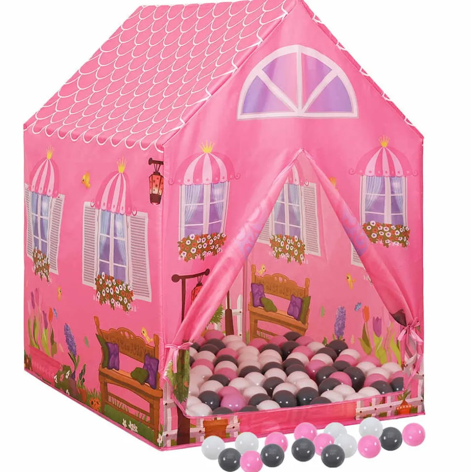 vidaXL Kinderspeeltent met 250 ballen 69x94x104 cm roze