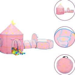 vidaXL Kinderspeeltent met 250 ballen 301x120x128 cm roze