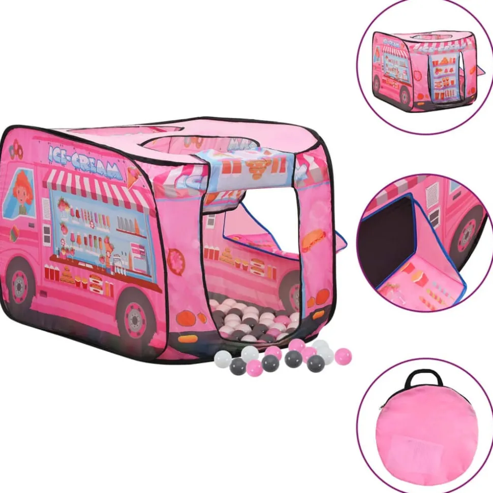 vidaXL Kinderspeeltent met 250 ballen 70x112x70 cm roze