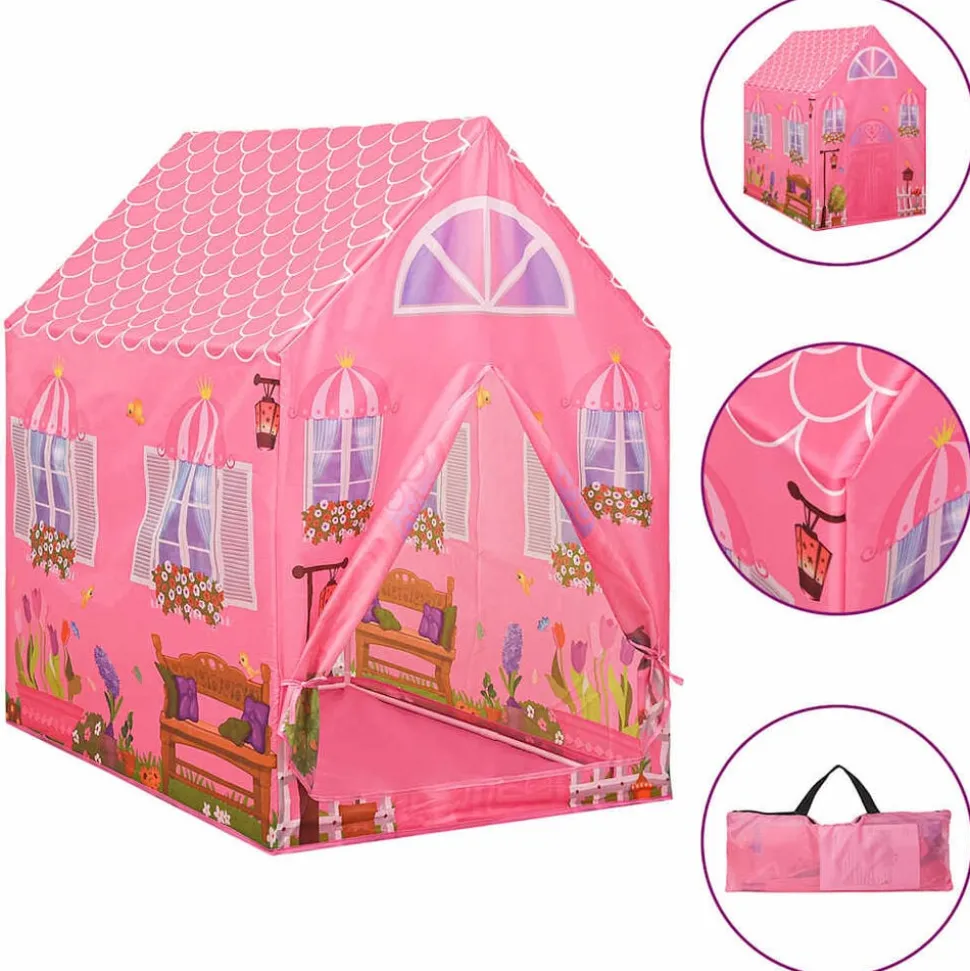 vidaXL Kinderspeeltent met 250 ballen 69x94x104 cm roze