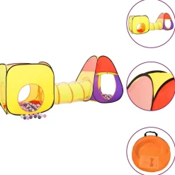 vidaXL Kinderspeeltent met 250 ballen 255x80x100 cm meerkleurig