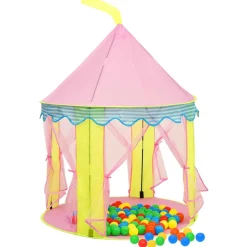 vidaXL Kinderspeeltent met 250 ballen 100x100x127 cm roze