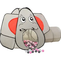 vidaXL Kinderspeeltent met 250 ballen olifant 174x86x101 cm grijs