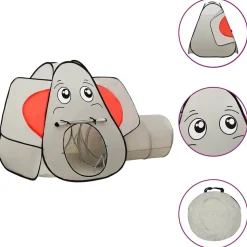 vidaXL Kinderspeeltent met 250 ballen olifant 174x86x101 cm grijs