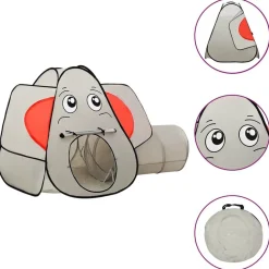 vidaXL Kinderspeeltent met 250 ballen olifant 174x86x101 cm grijs