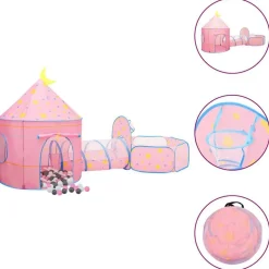 vidaXL Kinderspeeltent met 250 ballen 301x120x128 cm roze