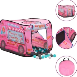 vidaXL Kinderspeeltent met 250 ballen 70x112x70 cm roze