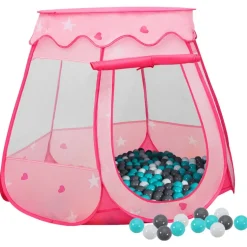 vidaXL Kinderspeeltent met 250 ballen 102x102x82 cm roze