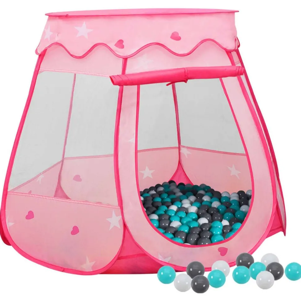 vidaXL Kinderspeeltent met 250 ballen 102x102x82 cm roze