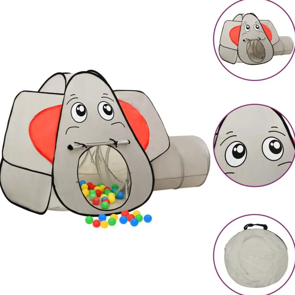 vidaXL Kinderspeeltent Olifant 174x86x101 cm grijs