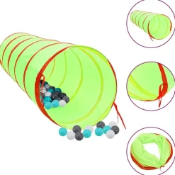 vidaXL Kinderspeeltunnel met 250 ballen 175 cm polyester groen