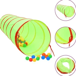 vidaXL Kinderspeeltunnel met 250 ballen 175 cm polyester groen