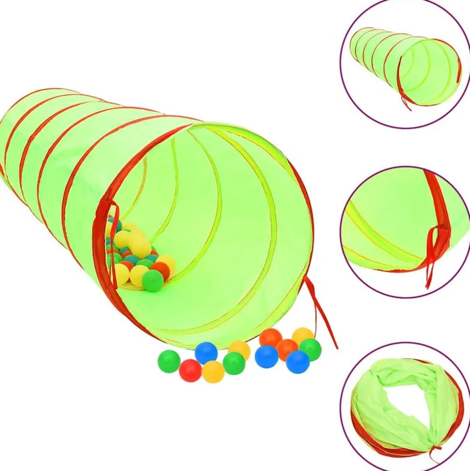vidaXL Kinderspeeltunnel met 250 ballen 175 cm polyester groen
