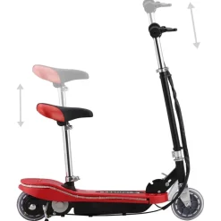 vidaXL Kinderstep met zadel en LED 120 W rood