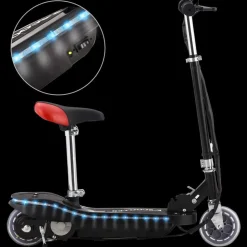 vidaXL Kinderstep met zadel en LED 120 W zwart