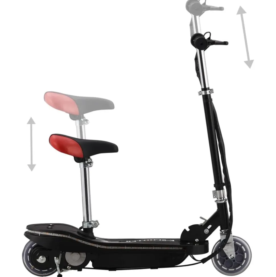 vidaXL Kinderstep met zadel en LED 120 W zwart
