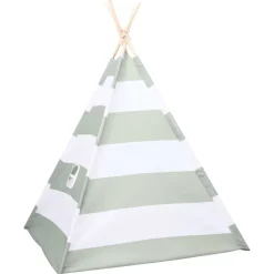 vidaXL Kindertent Grijs en Wit 120 x 120 x 150 cm Massief grenenhout