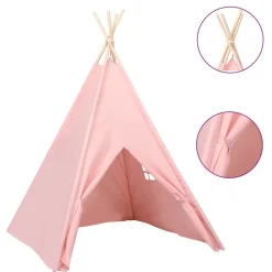 vidaXL Kindertipitent met tas 120x120x150 cm peachskin roze