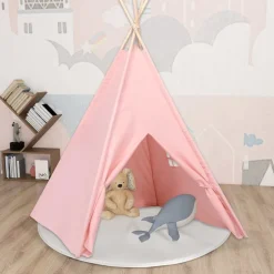 vidaXL Kindertipitent met tas 120x120x150 cm peachskin roze