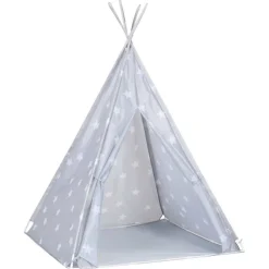 vidaXL Kindertipitent met tas 115x115x160 cm polyester grijs