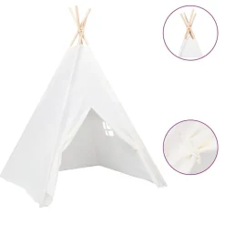vidaXL Kindertipitent met tas 120x120x150 cm peachskin wit